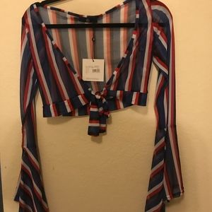 Striped Tie-Front Top